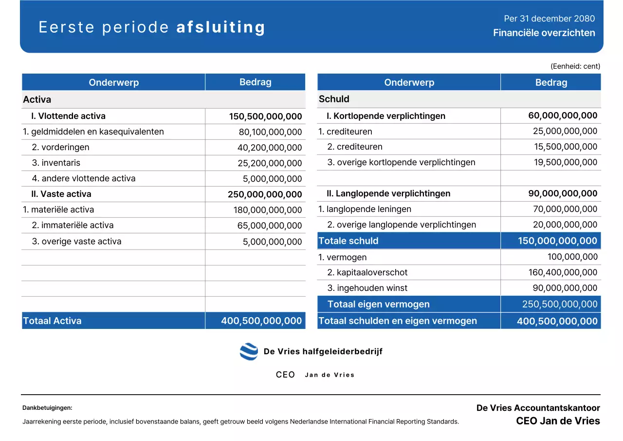 Blue Clean Financiële Verklaring Financiële Rapport Informatie Levering