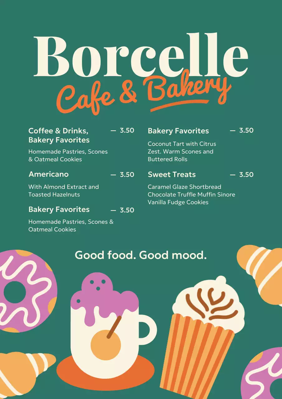 Teal Retro Bakery Menu Poster