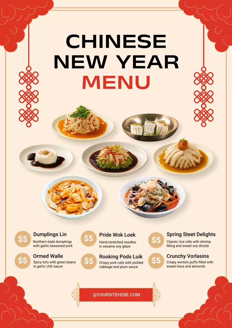 Red Traditional Chinese Menu Poster