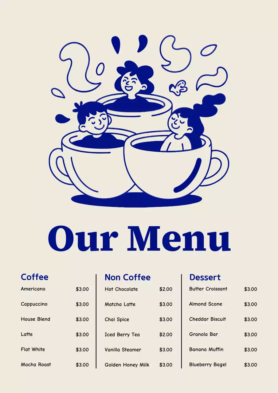 Beige Modern Cafe Menu Poster