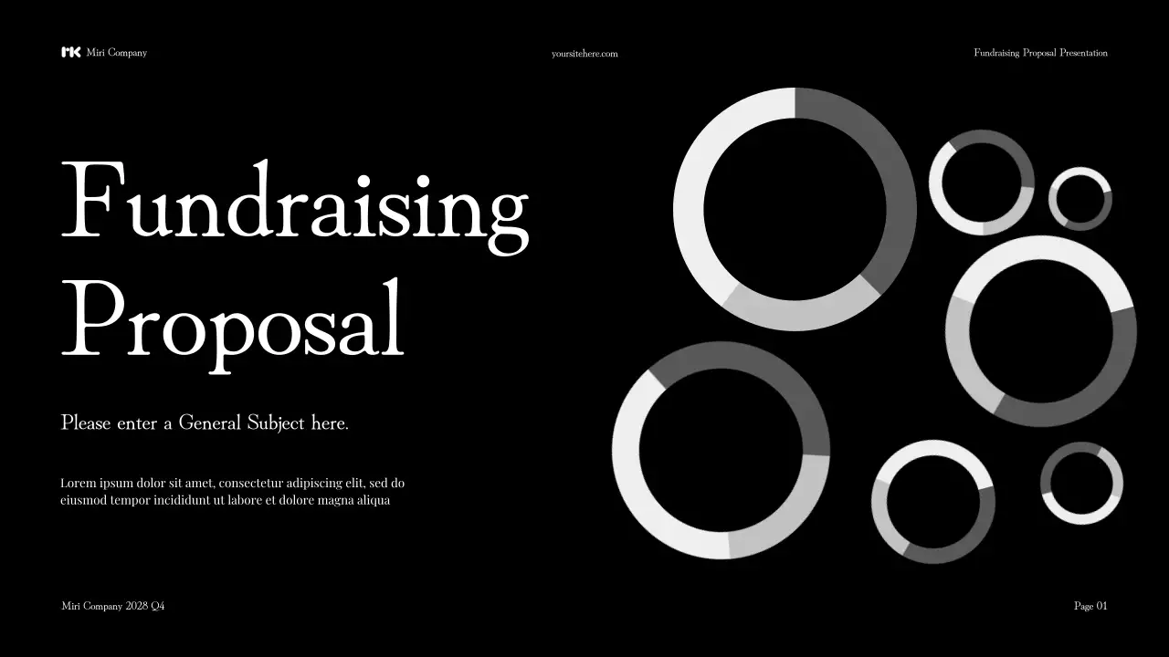 black modern fundraising document