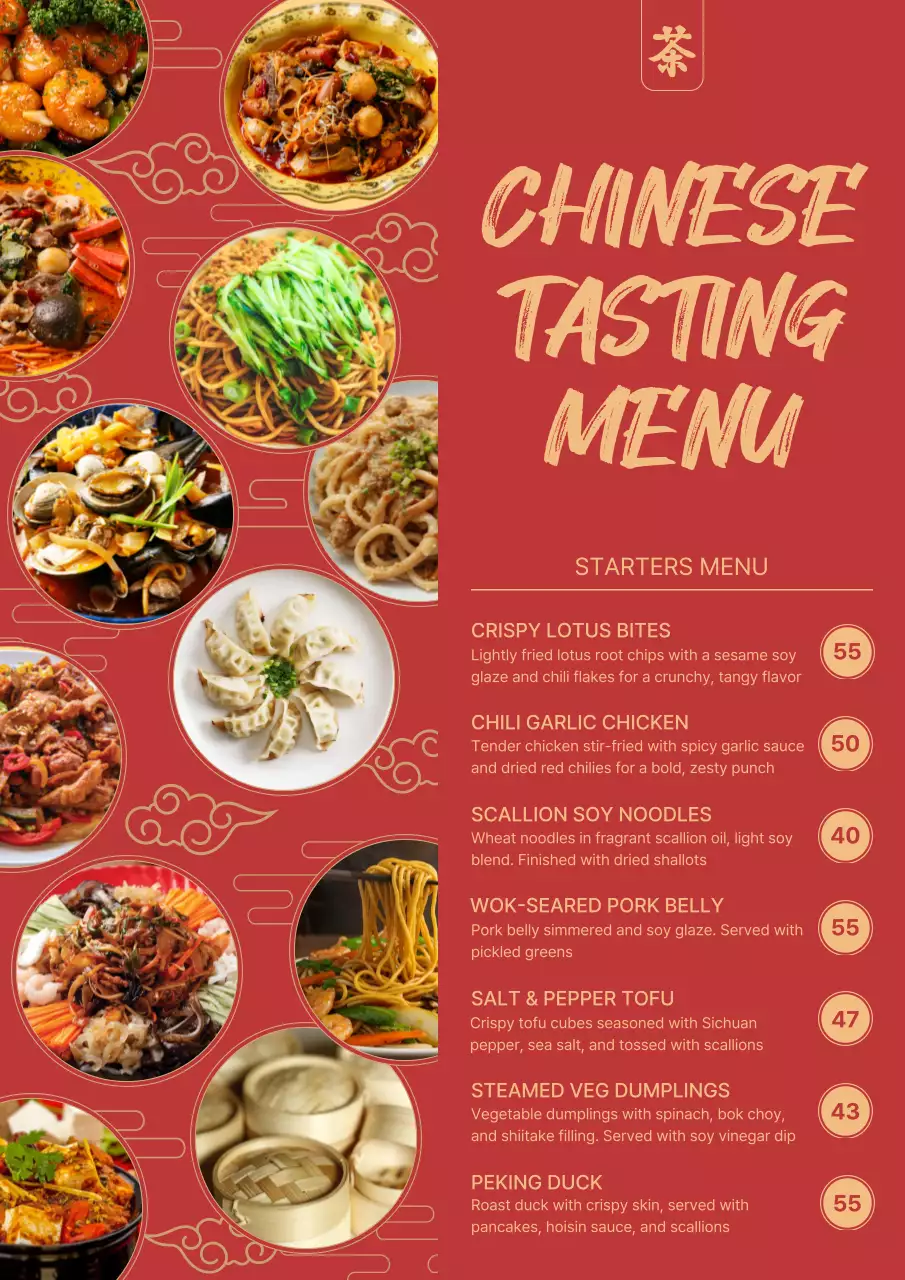 Red Traditional Menu Design Poster