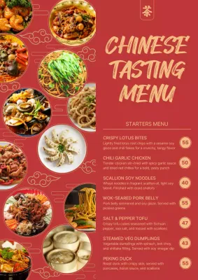 Red Traditional Menu Design Poster