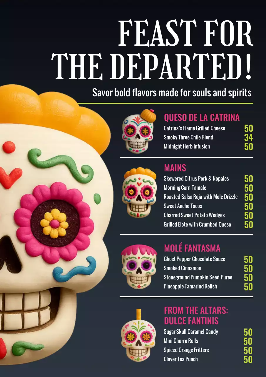 Black Traditional Food Menu Poster