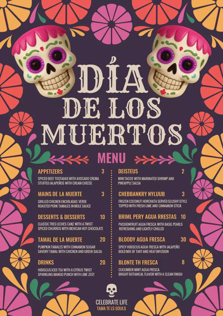 Purple Cultural Celebration Menu Poster