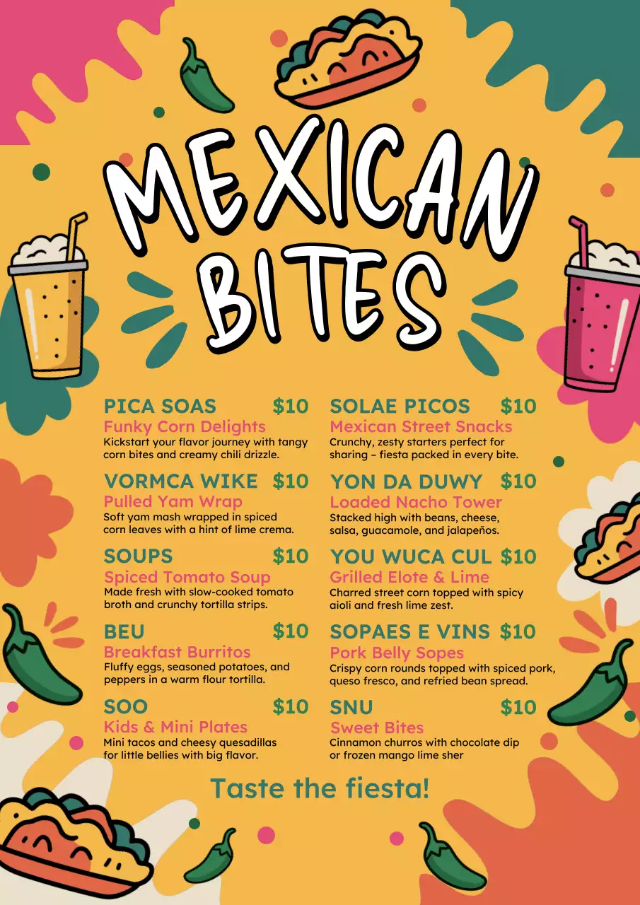 Colorful Retro Mexican Menu Promotion Poster