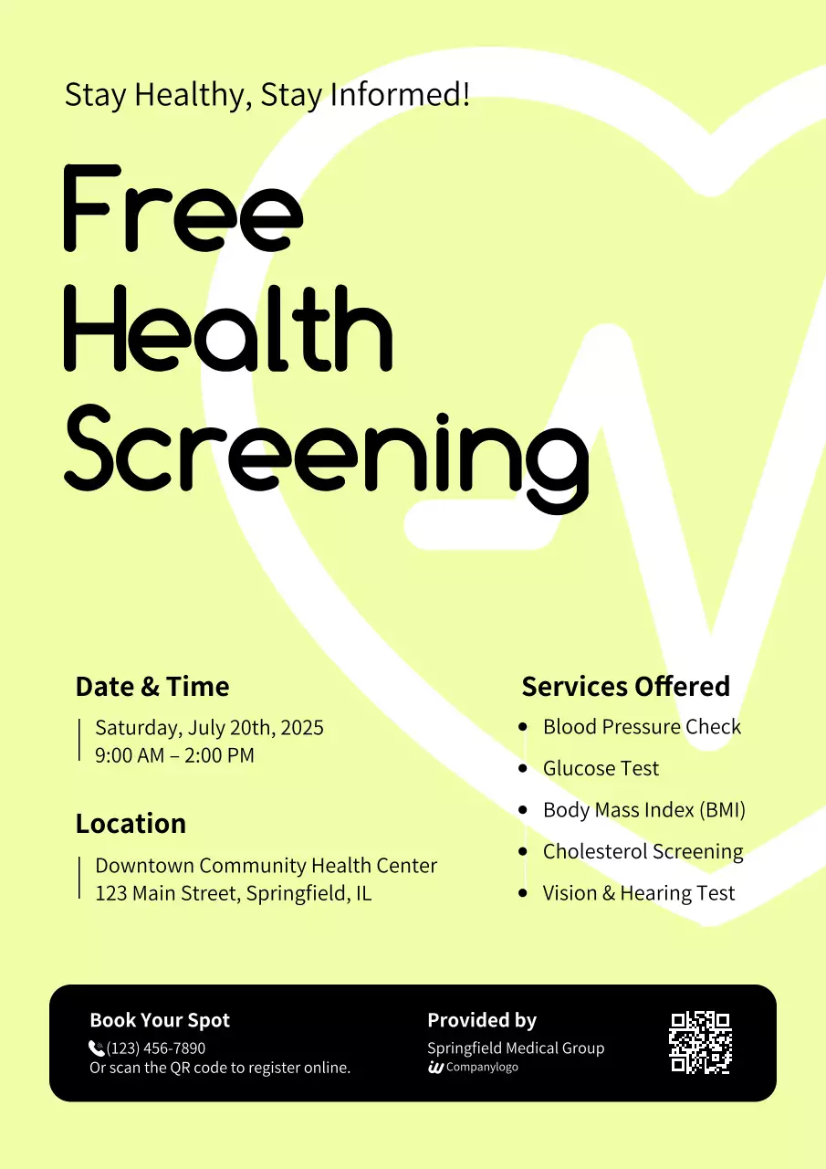 노란색 현대 건강 알림