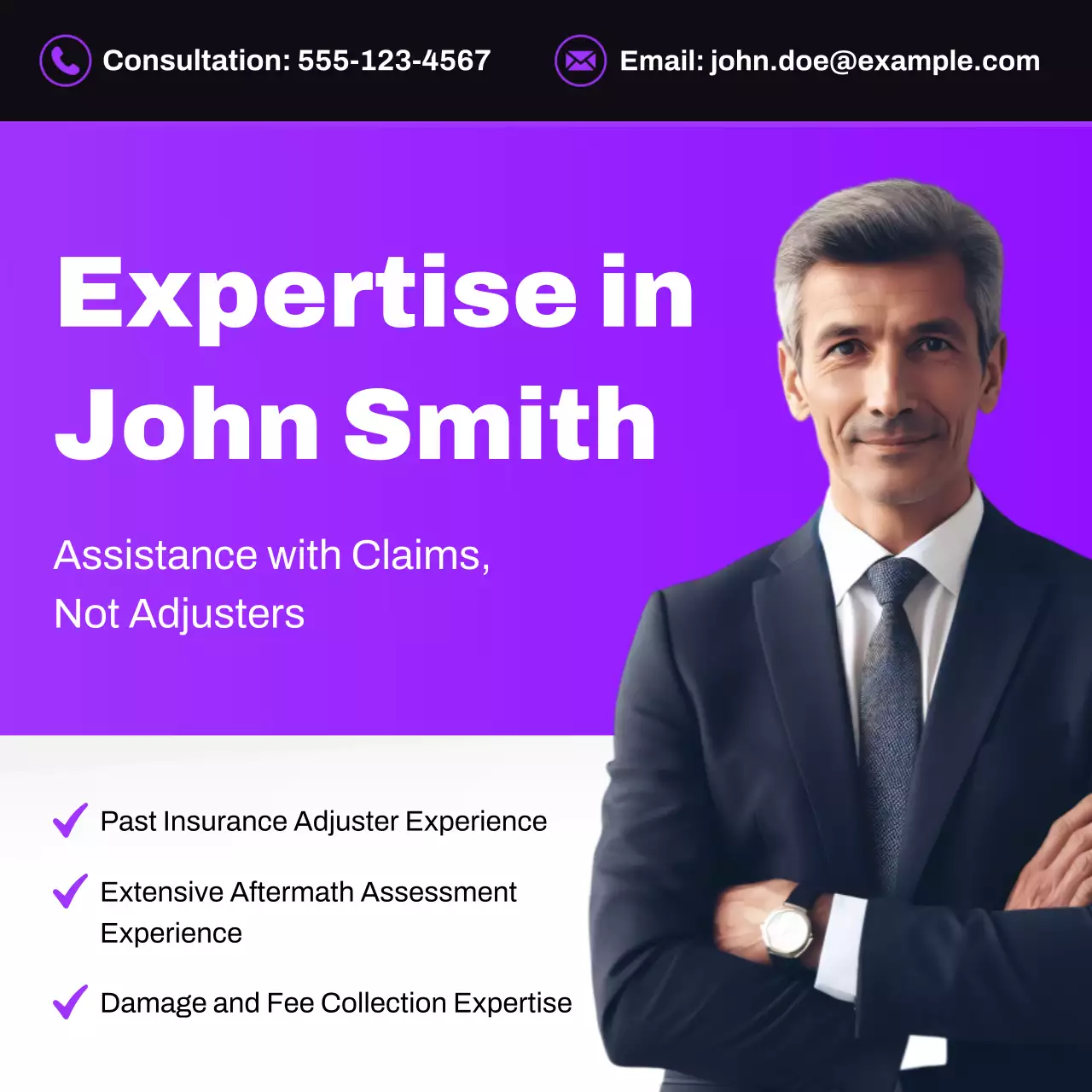 iklan asuransi profesional berwarna ungu