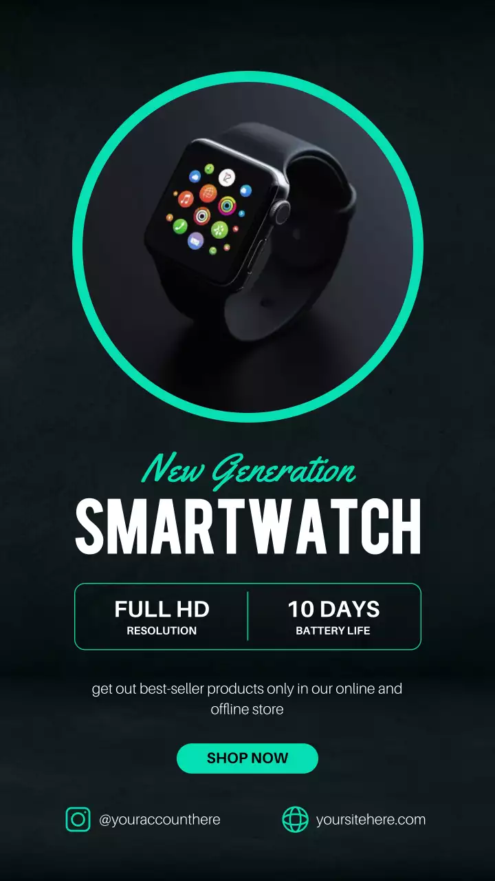 블랙과 그린 컬러의 모던 워치 프로모션