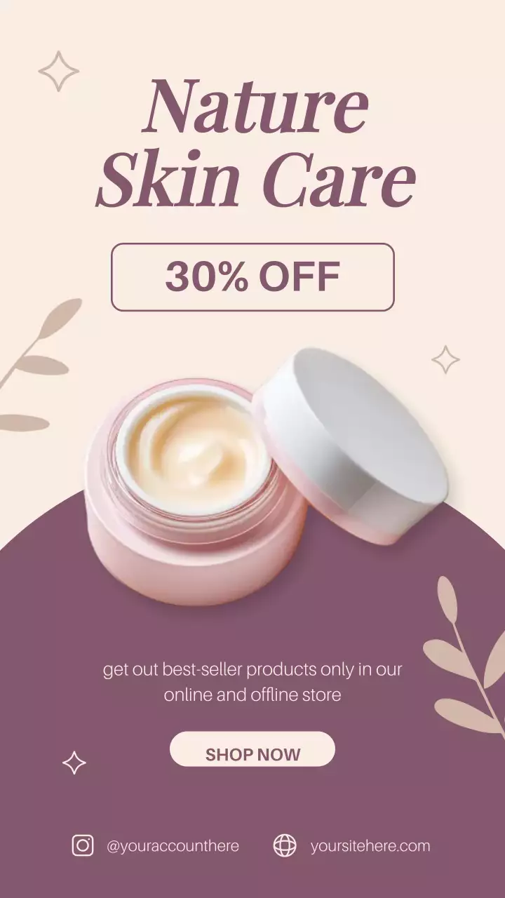 베이지와 퍼플의 모던 스킨 케어 프로모션