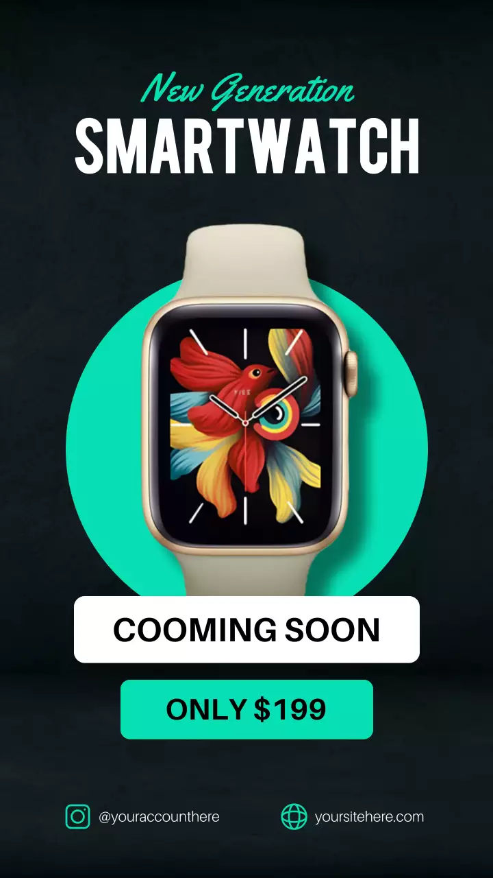 블랙과 그린 컬러의 모던 워치 프로모션