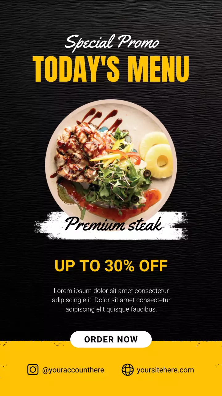 블랙 앤 옐로우 모던 텍스처 푸드 광고