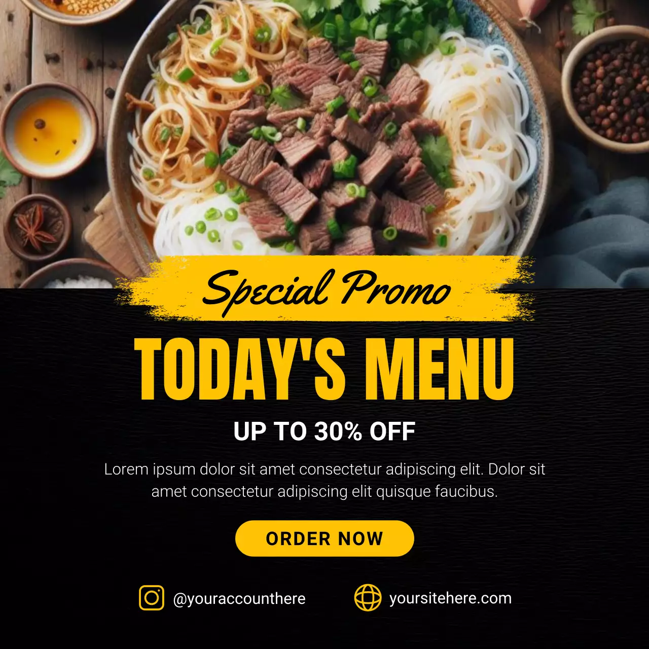 블랙 앤 옐로우 모던 텍스처 푸드 광고