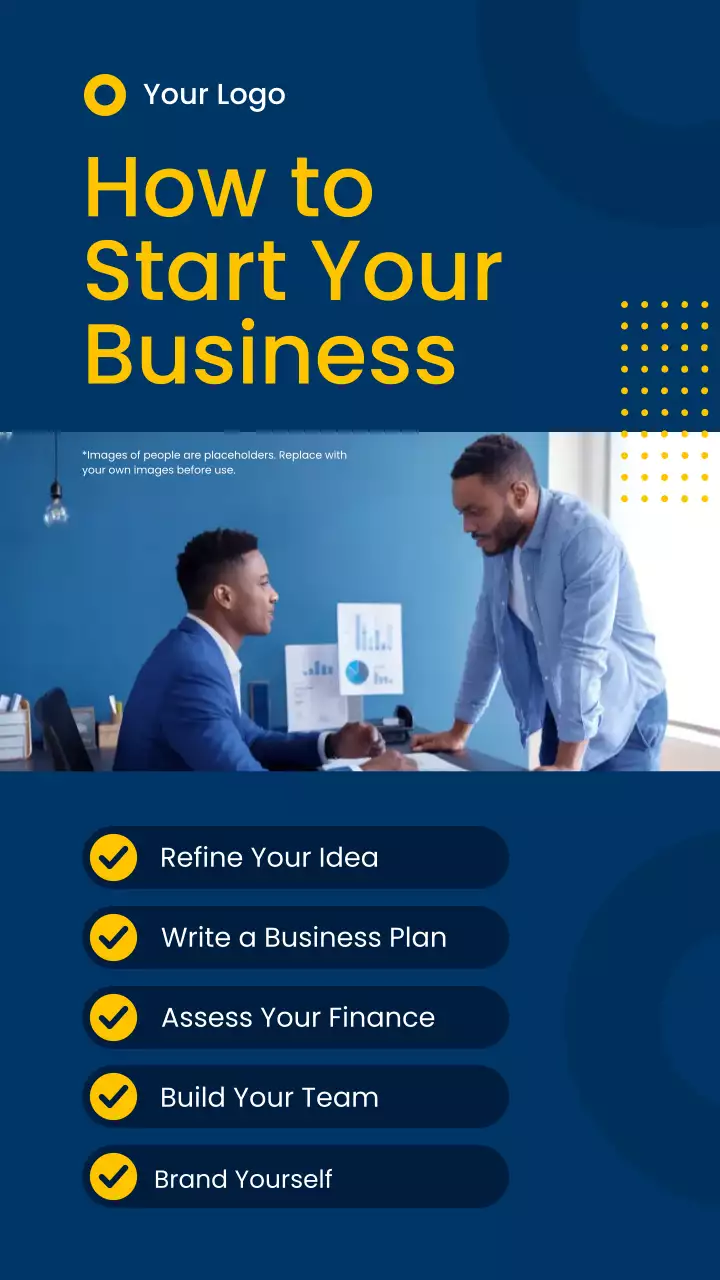 블루 앤 옐로 모던 비즈니스 팁