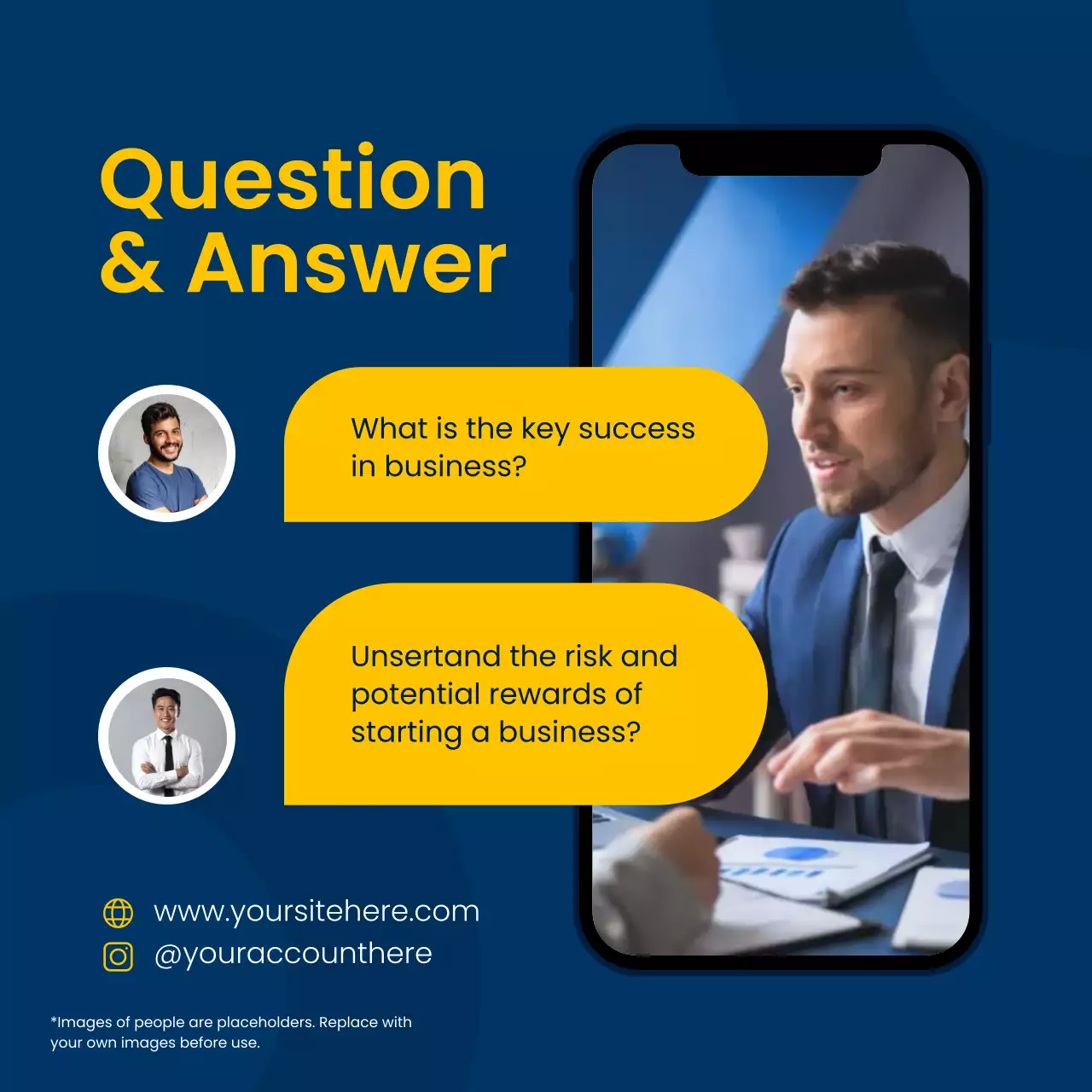 파란색과 노란색 현대 비즈니스 질문과 답변