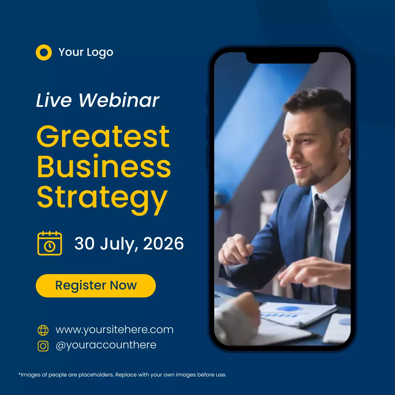 블루 앤 옐로 모던 비즈니스 웨비나 프로모션