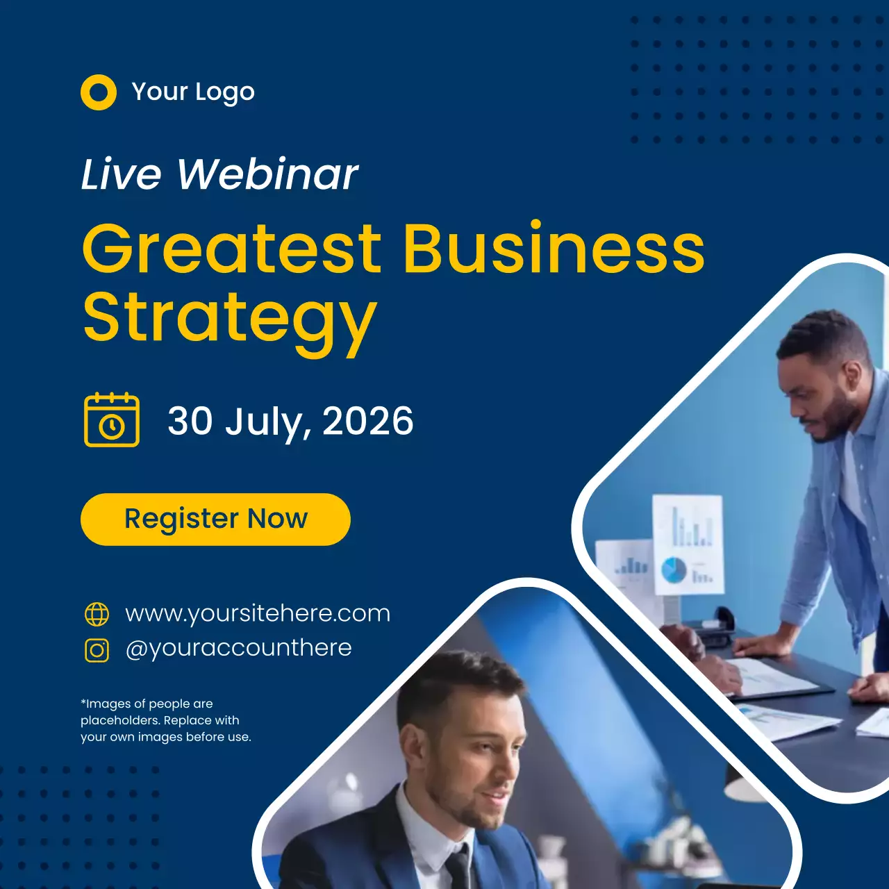 블루 앤 옐로 모던 비즈니스 웨비나 프로모션