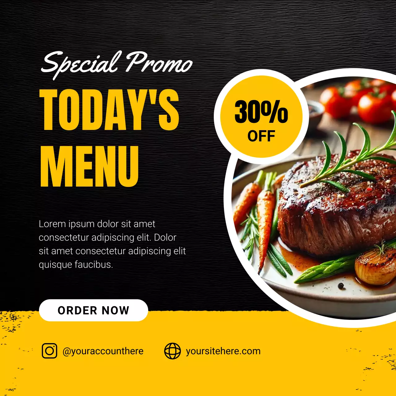 블랙 앤 옐로우 모던 텍스처 푸드 광고