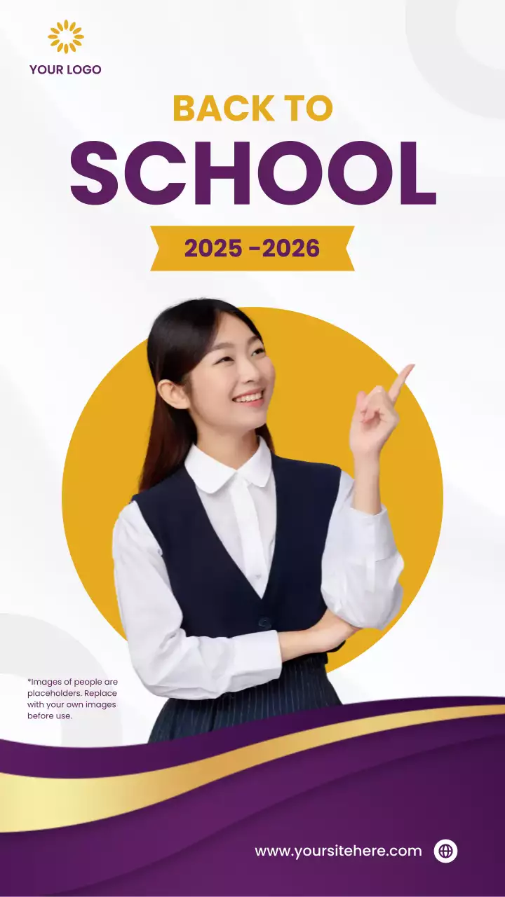 퍼플 앤 골드 모던 스쿨 입학 프로모션