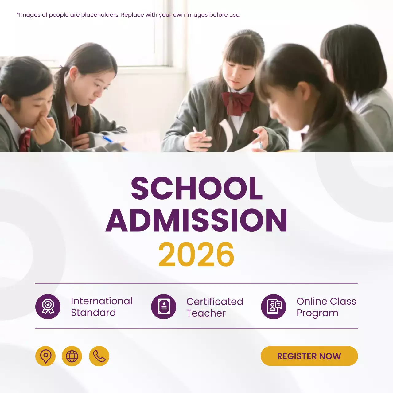 퍼플 앤 골드 모던 스쿨 입학 프로모션