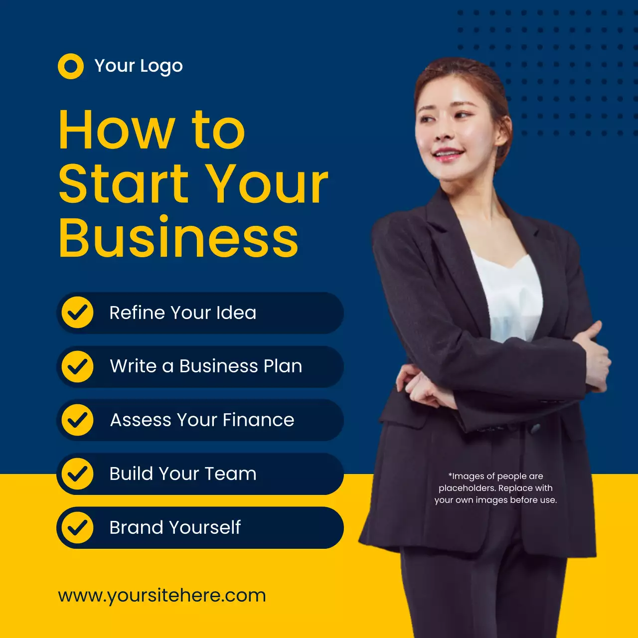 블루 앤 옐로 모던 비즈니스 팁