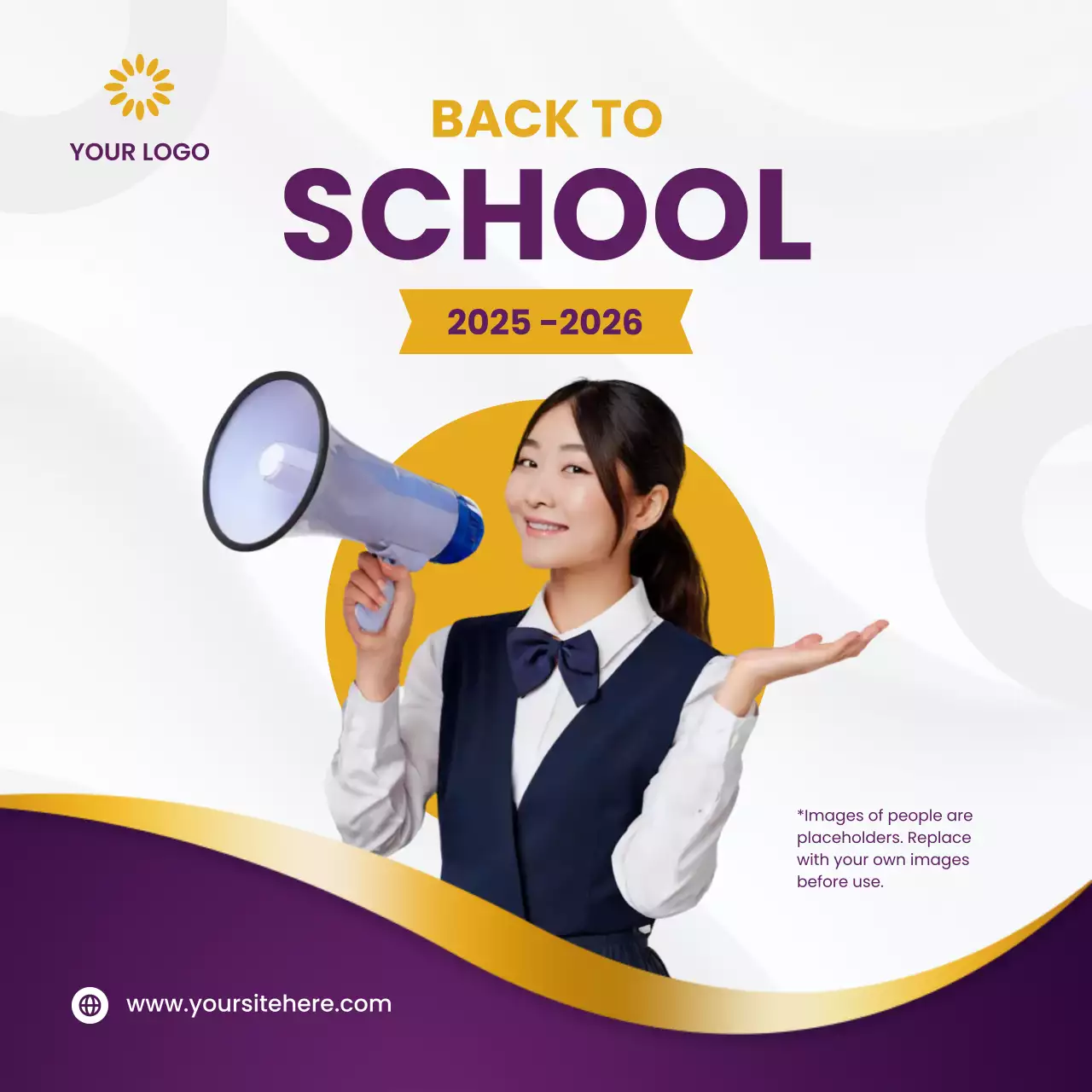 퍼플 앤 골드 모던 스쿨 입학 프로모션