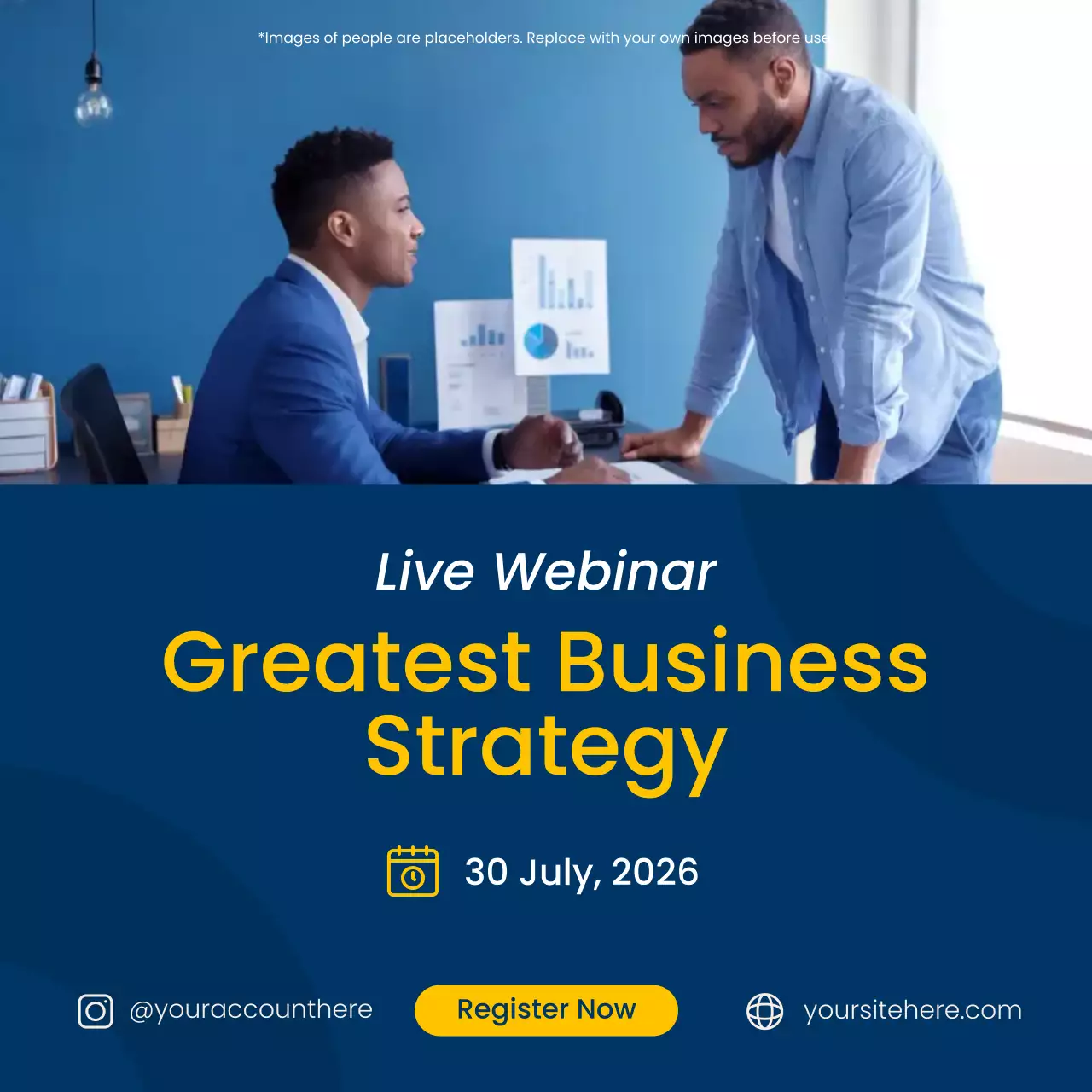 블루 앤 옐로 모던 비즈니스 웨비나 프로모션