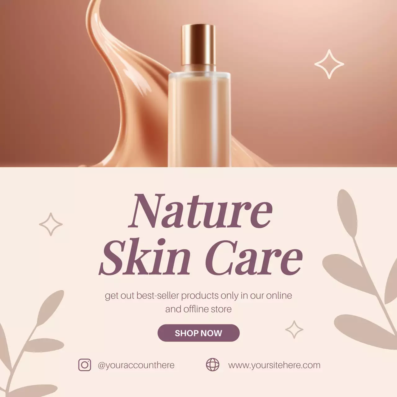 베이지와 퍼플의 모던 스킨 케어 프로모션