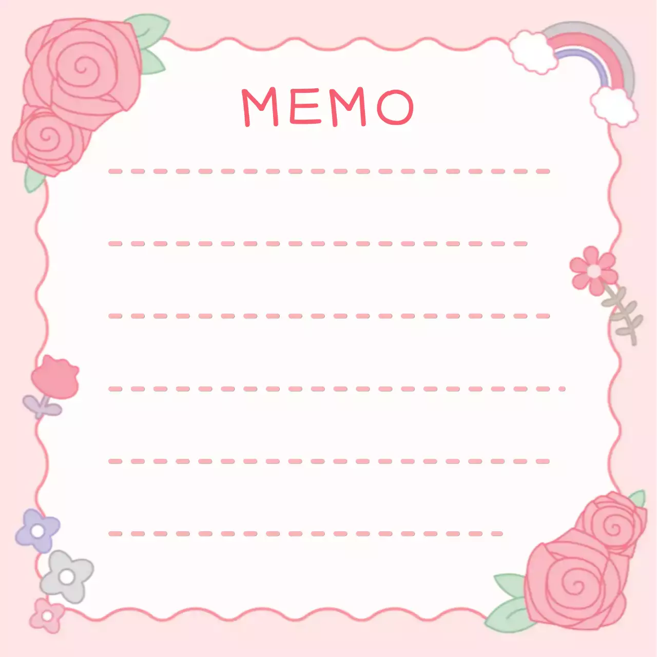 핑크 장미꽃 아기자기한 편지