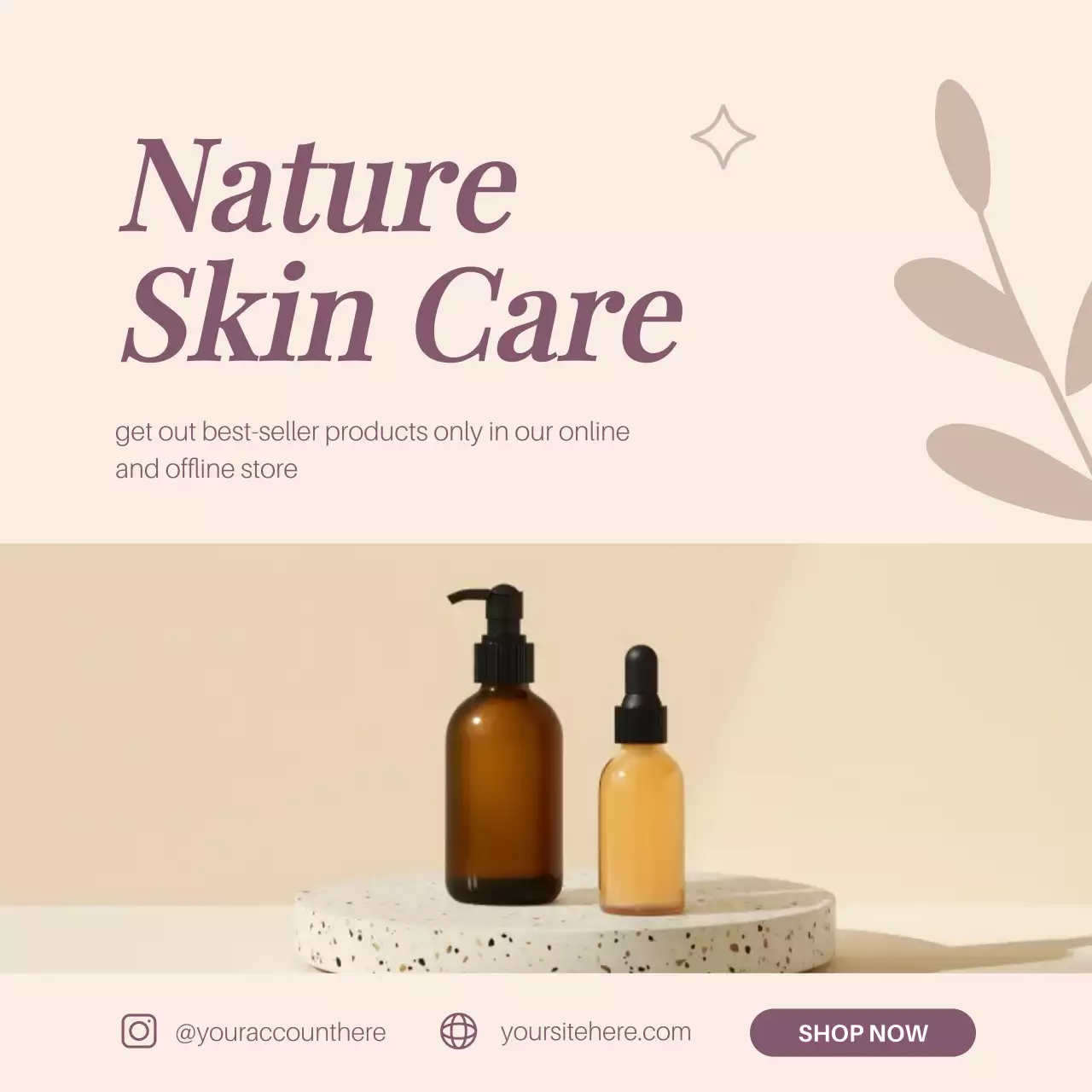 베이지와 퍼플의 모던 스킨 케어 프로모션