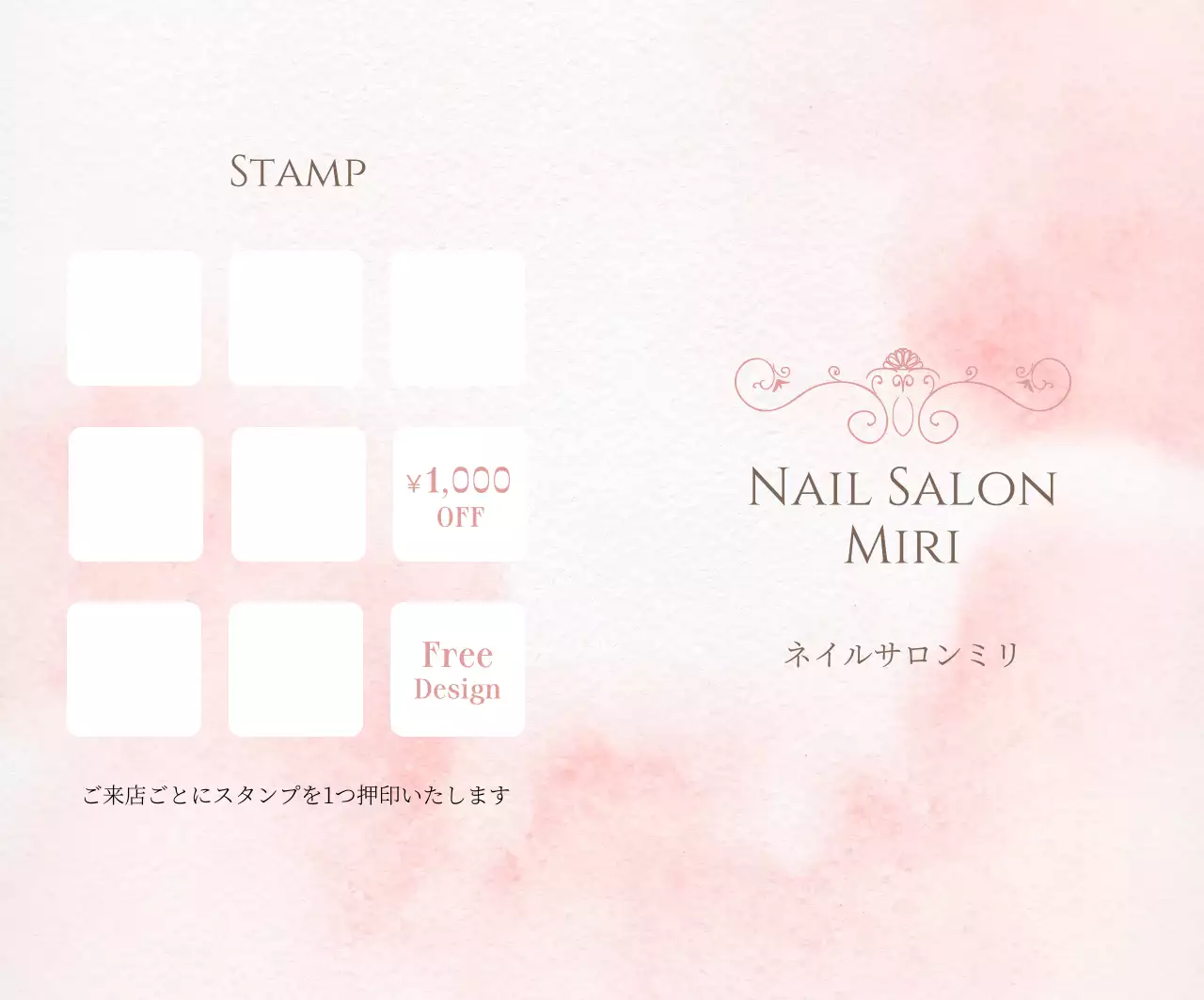 ピンク シンプル ビューティー カード ネイルサロン