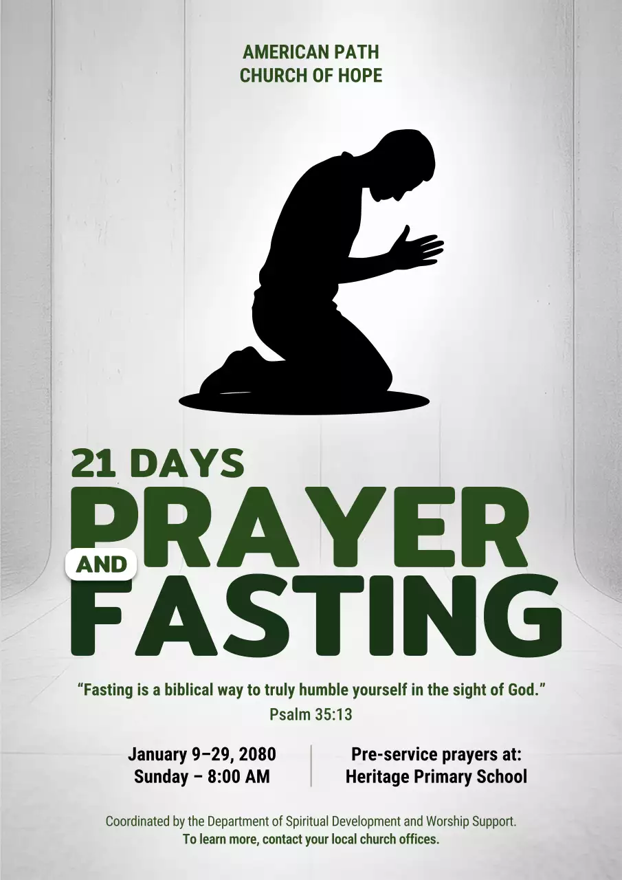 Black Minimalist Prayer Announcement Poster