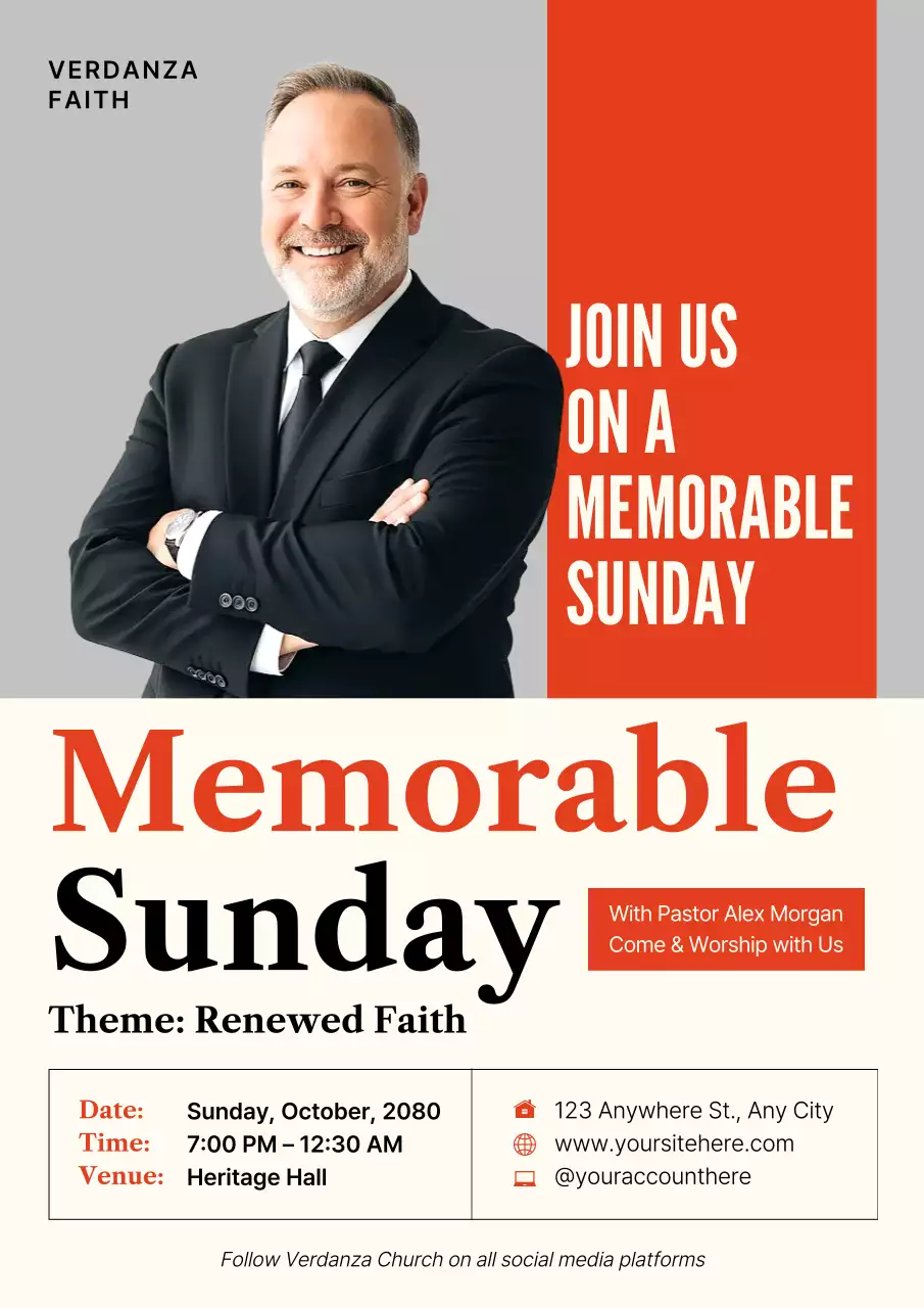 Orange Modern Church Event Announcement Poster