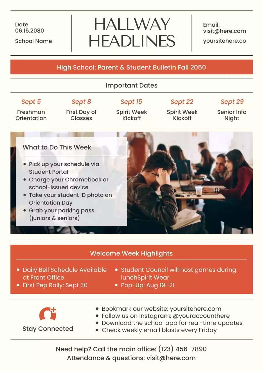 Beige Modern School Newsletter Poster