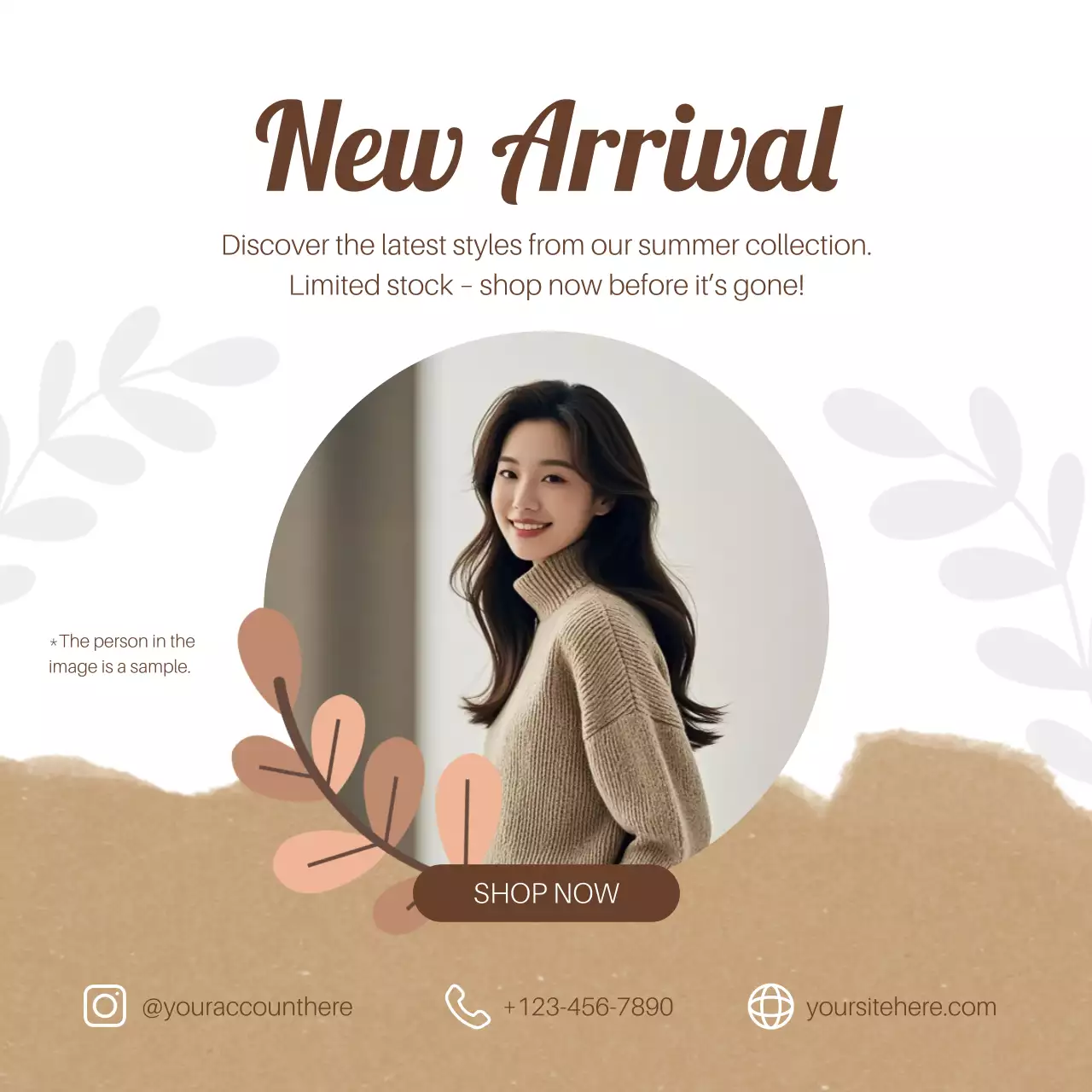 화이트와 브라운 모던 패션 광고