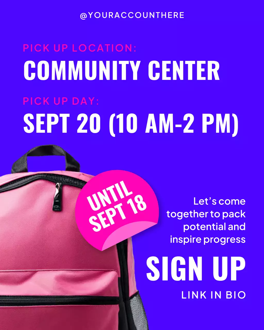 Back to School Bag Giveaway for Instagram Post