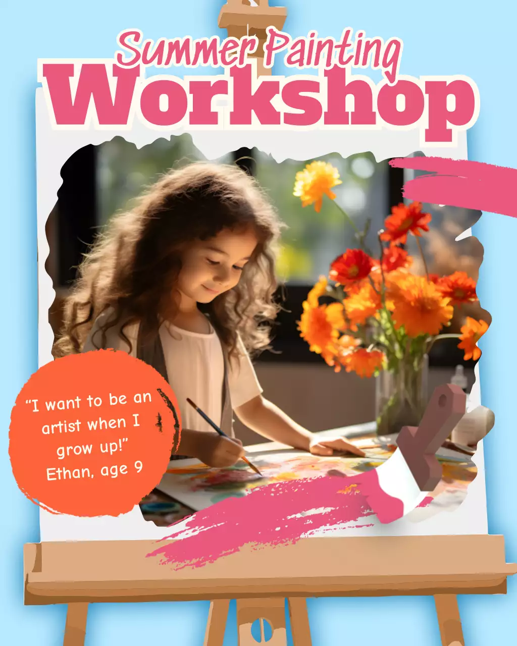 Pink Creative Art Workshop Invitation