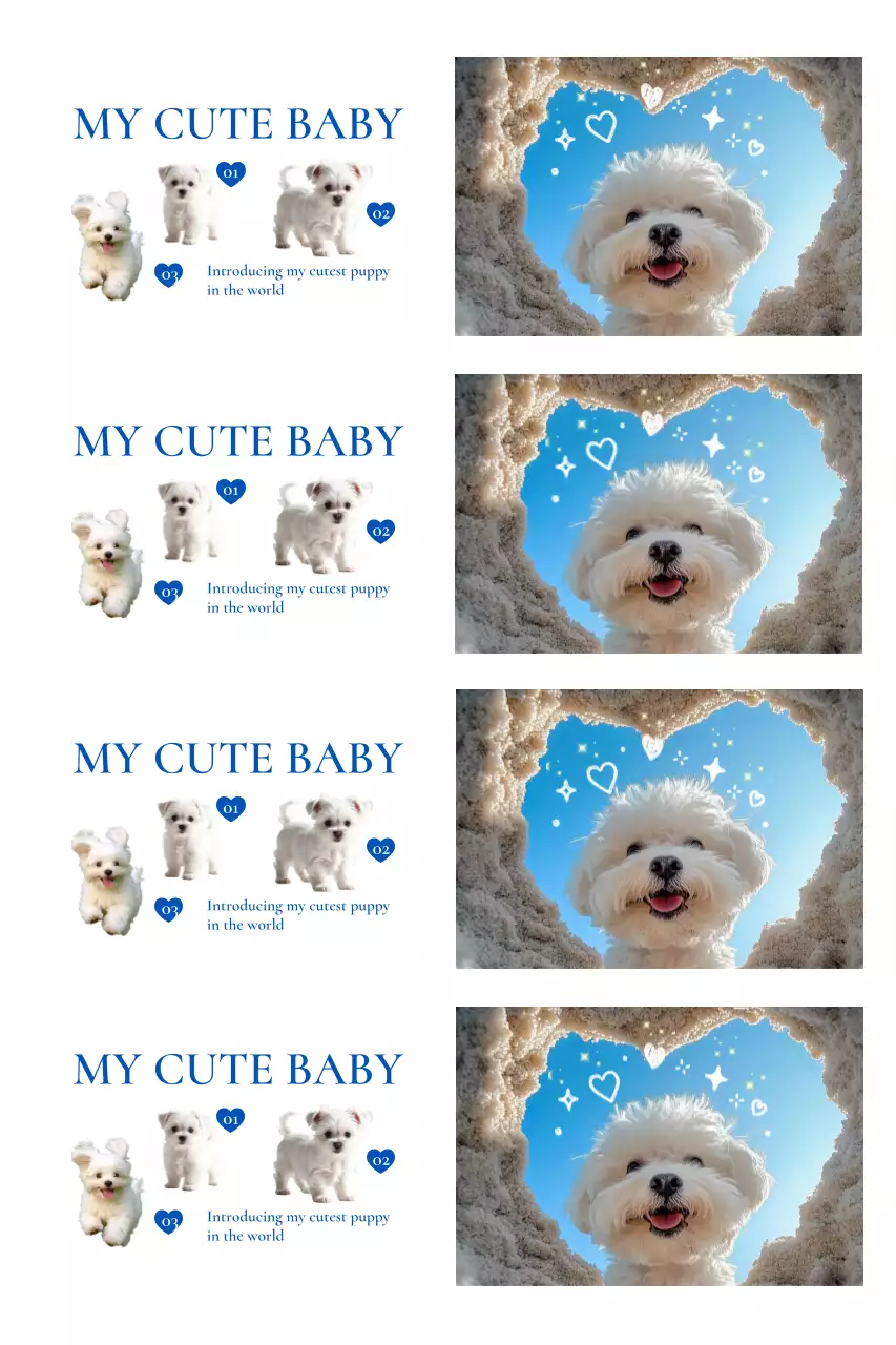 하늘색 아기자기한 반려동물 포토프레임