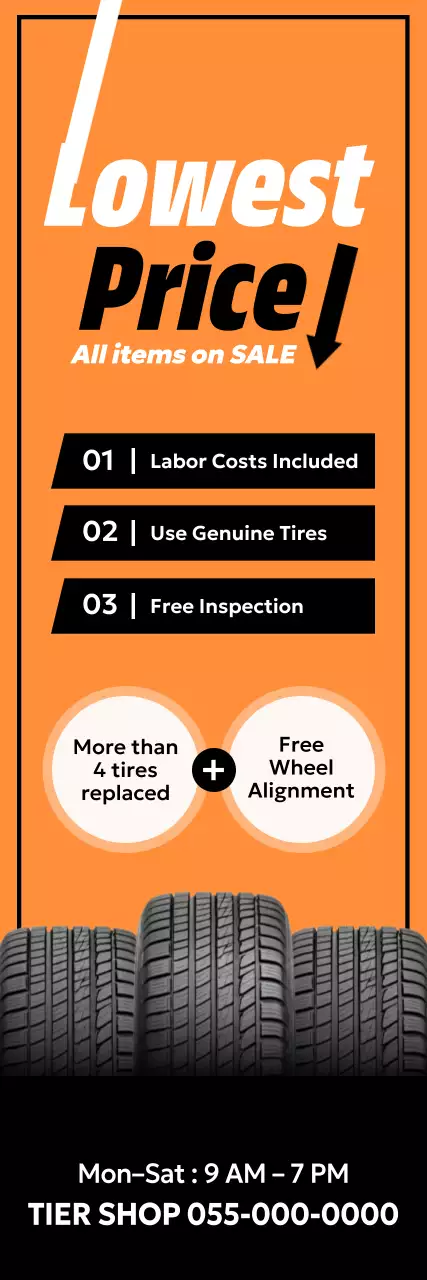promoção de pneu moderno laranja