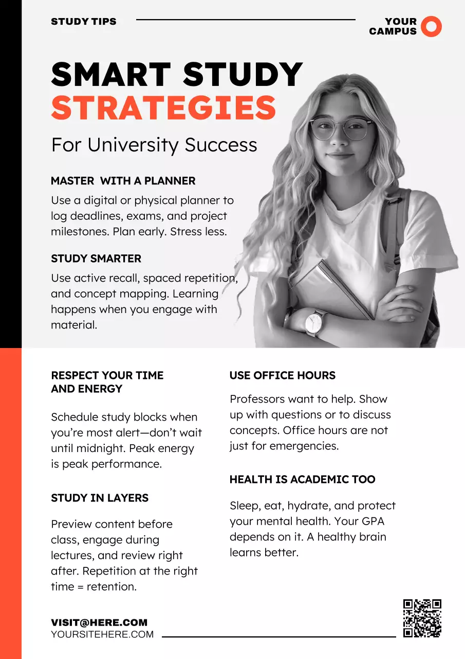 Back To College University Study Tips Poster