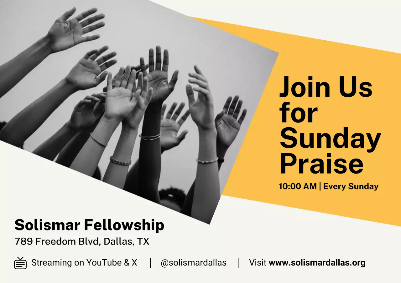 Yellow Modern Worship Invitation Poster
