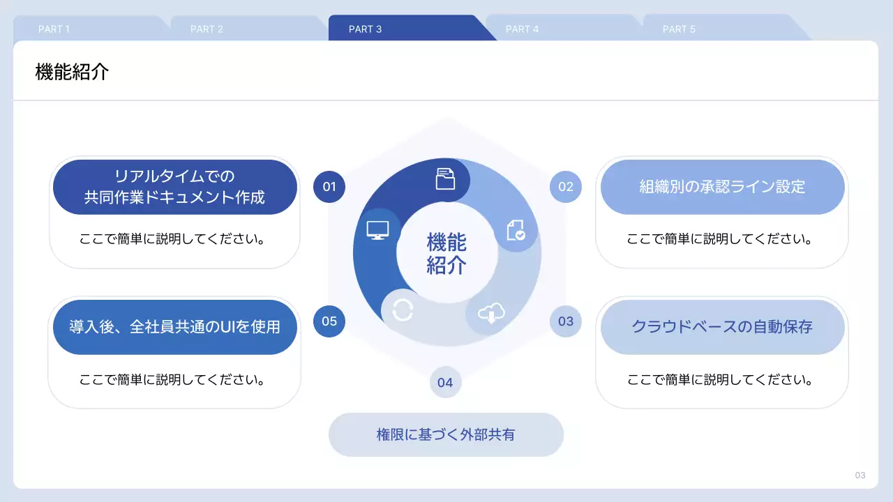 青 シンプル ソフトウェア 資料 プレゼンテーション