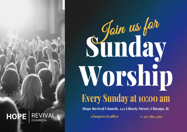 Blue Modern Worship Invitation Poster