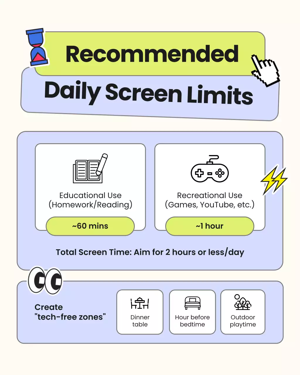 Green and Blue Cute Illustrative Screen Time Parenting Guide Instagram Carousel Post