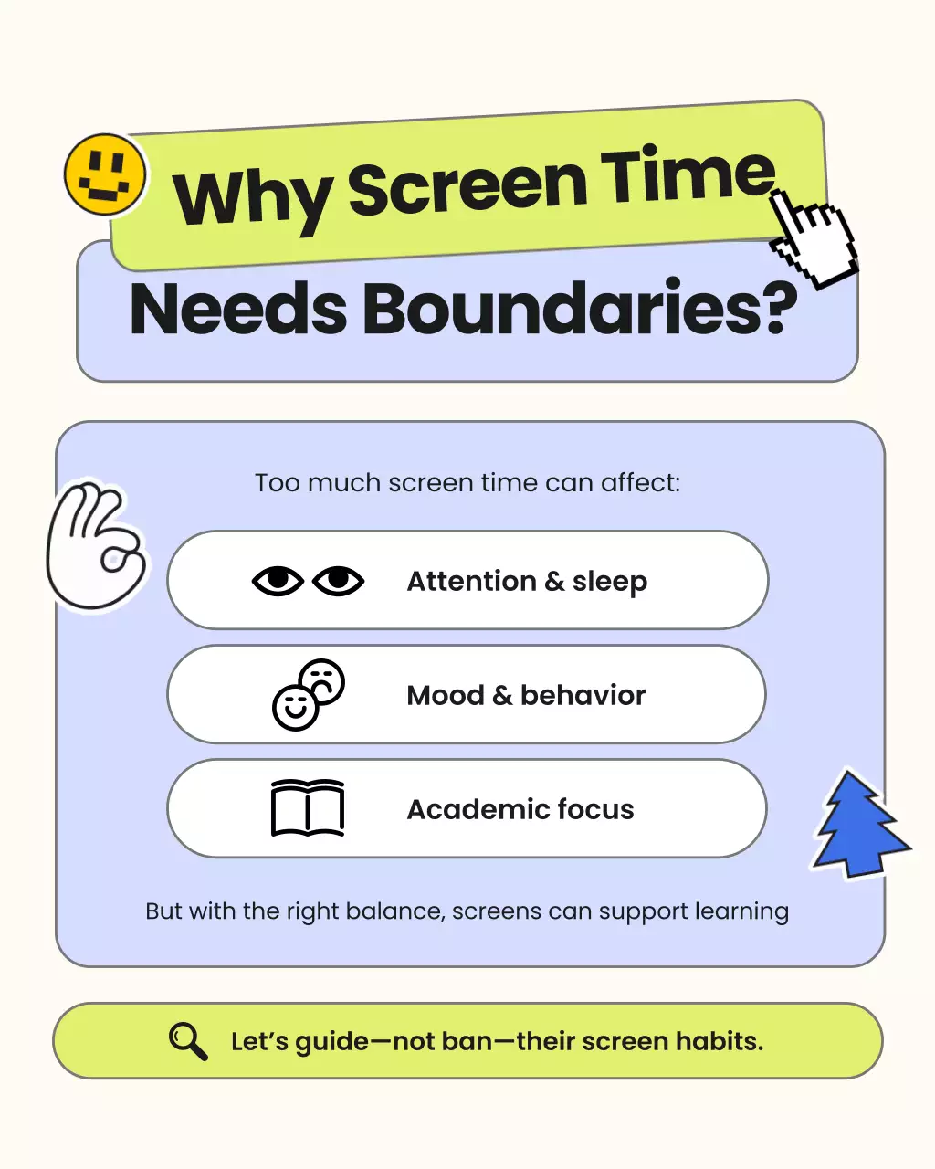 Green and Blue Cute Illustrative Screen Time Parenting Guide Instagram Carousel Post