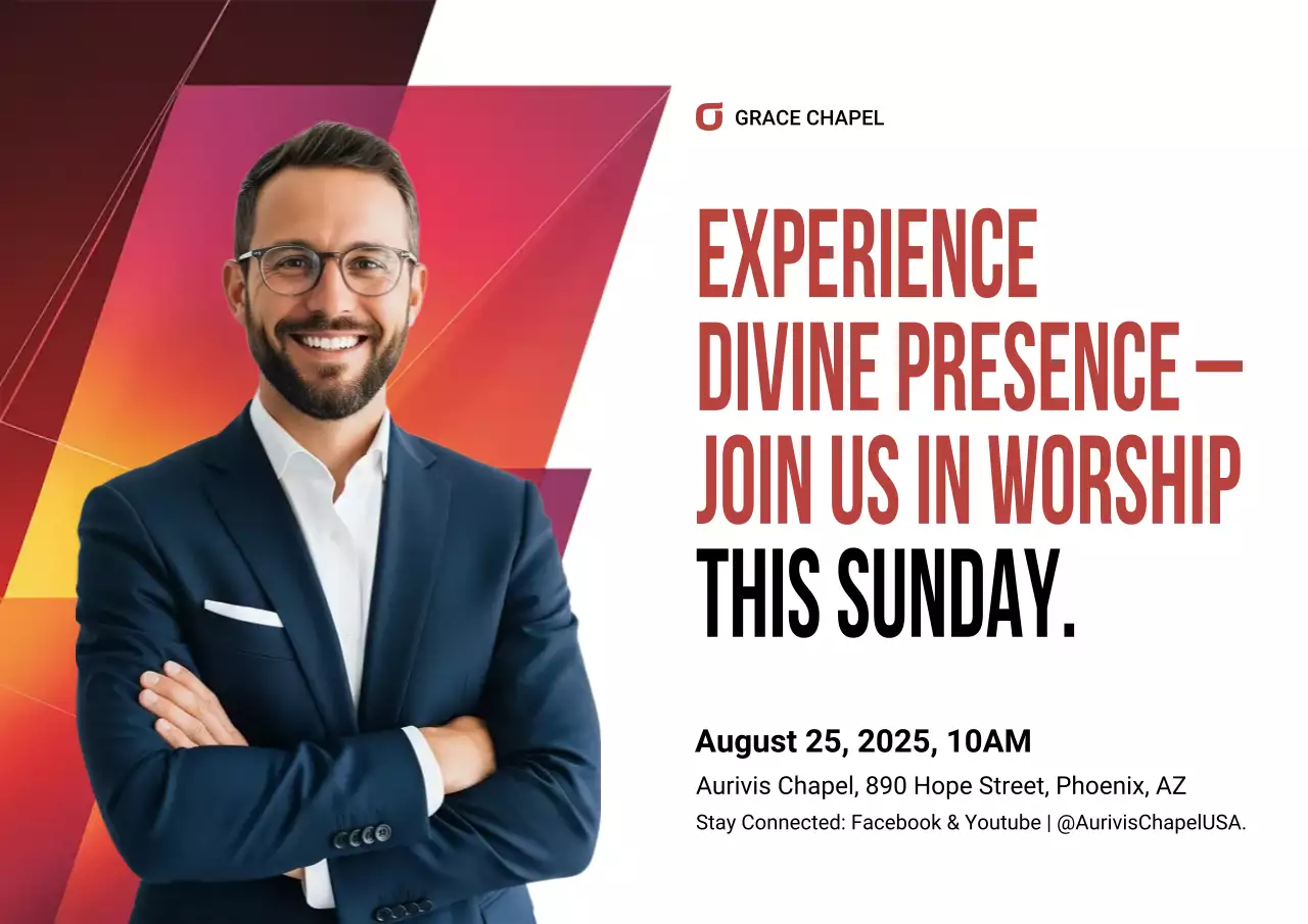 Red Modern Worship Invitation Poster