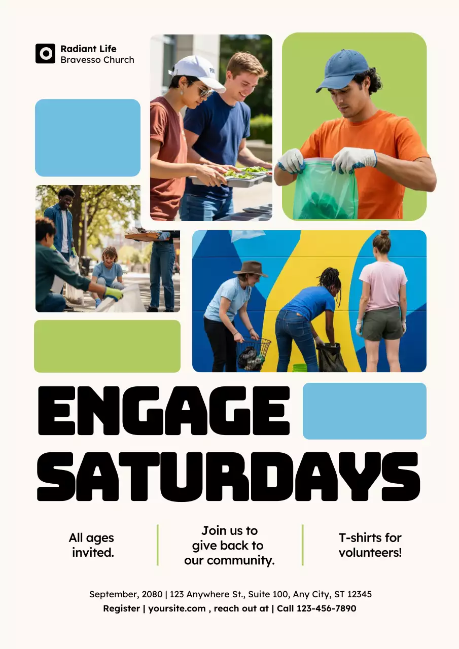 Green and Blue Modern Community Event Announcement Poster