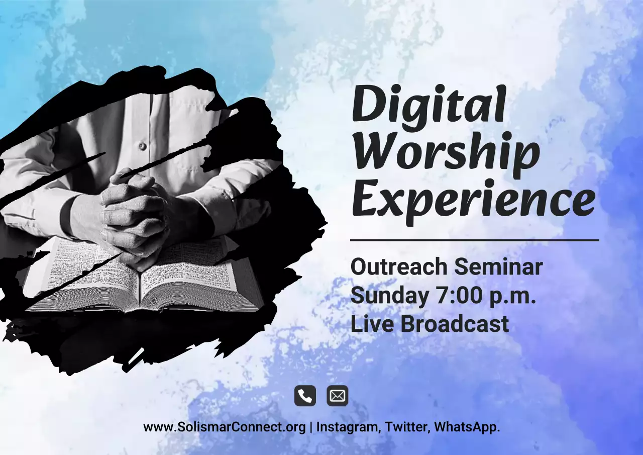 Blue Modern Worship Announcement Poster