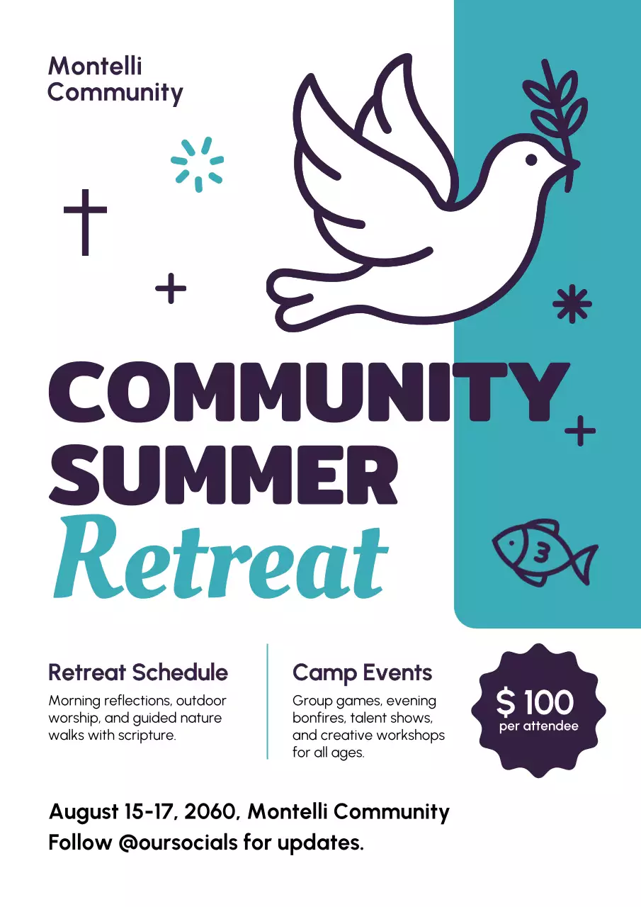 Teal Modern Community Event Announcement Poster