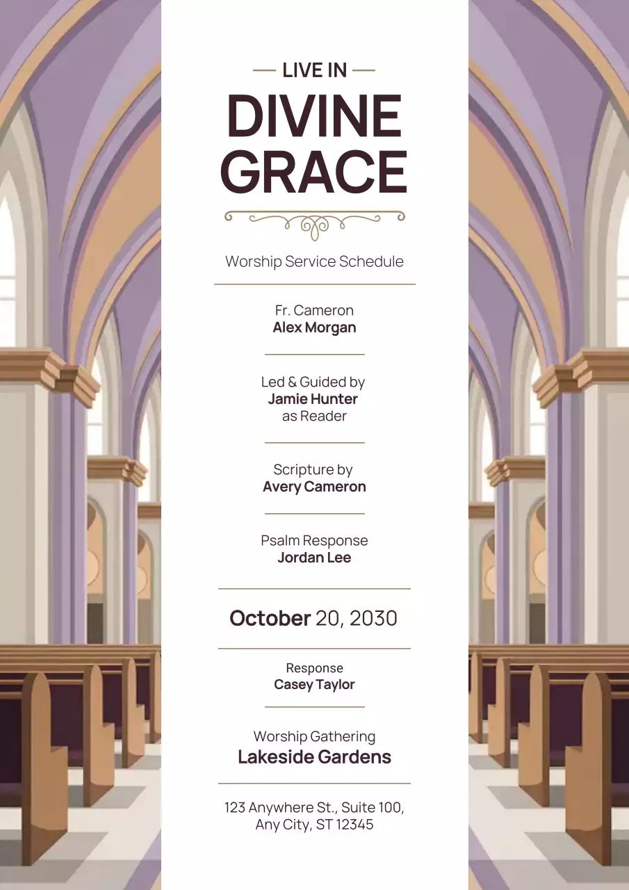 Beige Traditional Worship Announcement Poster